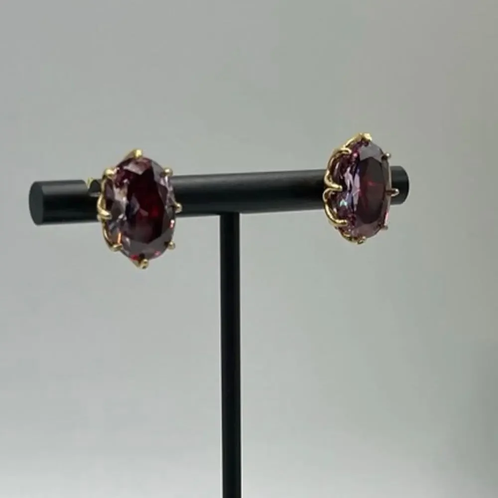Kate Spade Berry Red Purple Cubic Zirconia‎ Oval Post Earrings